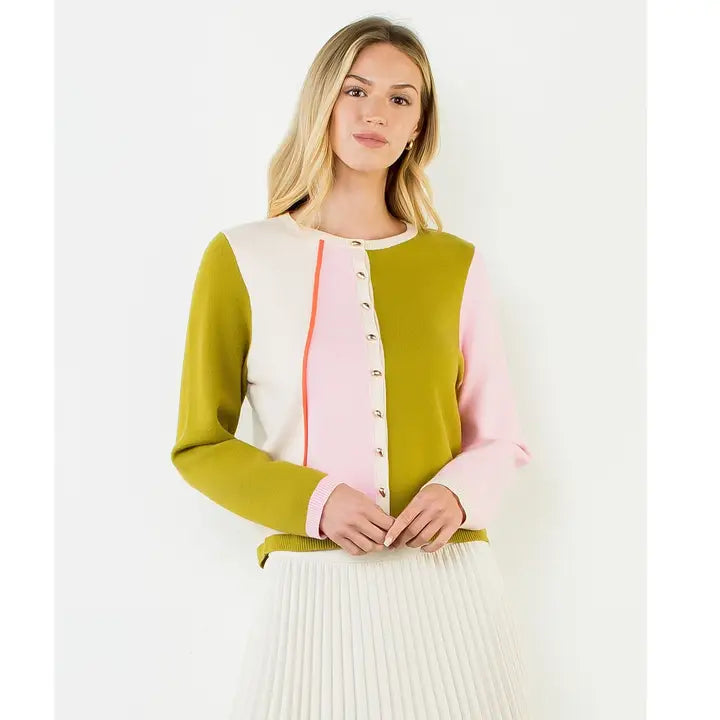 Chanel Color Block Cardigan