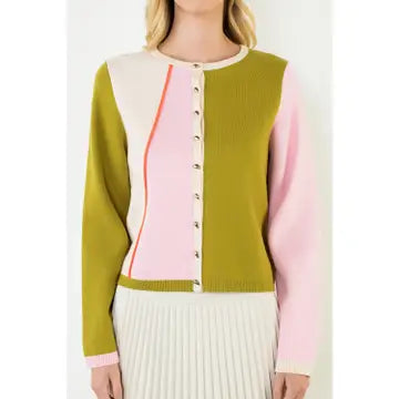 Chanel Color Block Cardigan
