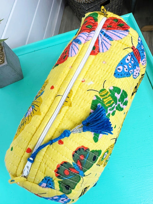 Quilted Butterfly Cosmetic Bag